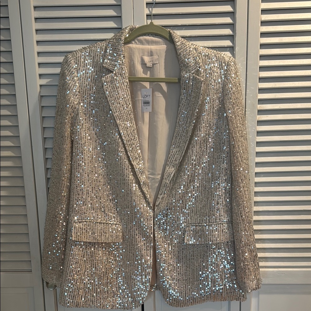 LOFT Silver Sequin Blazer